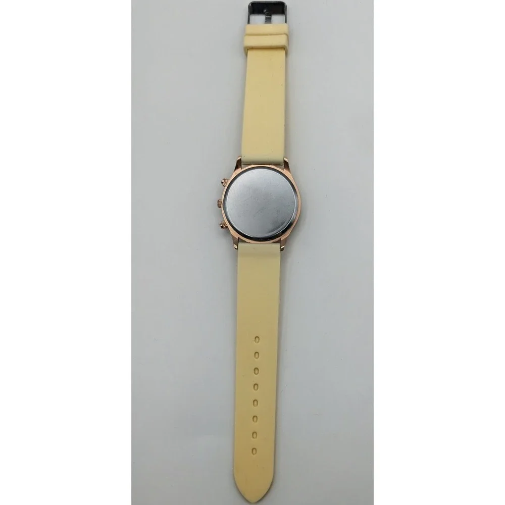 GENEVA Watch Off White And Rose Gold, Silicone‎ Strap Wristband New Battery
